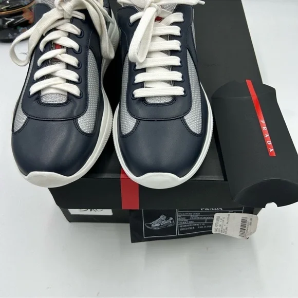 Men’s Prada America’s cup blue/silver sneakers size 6 fit seven US made in Italy - Picture 13 of 14